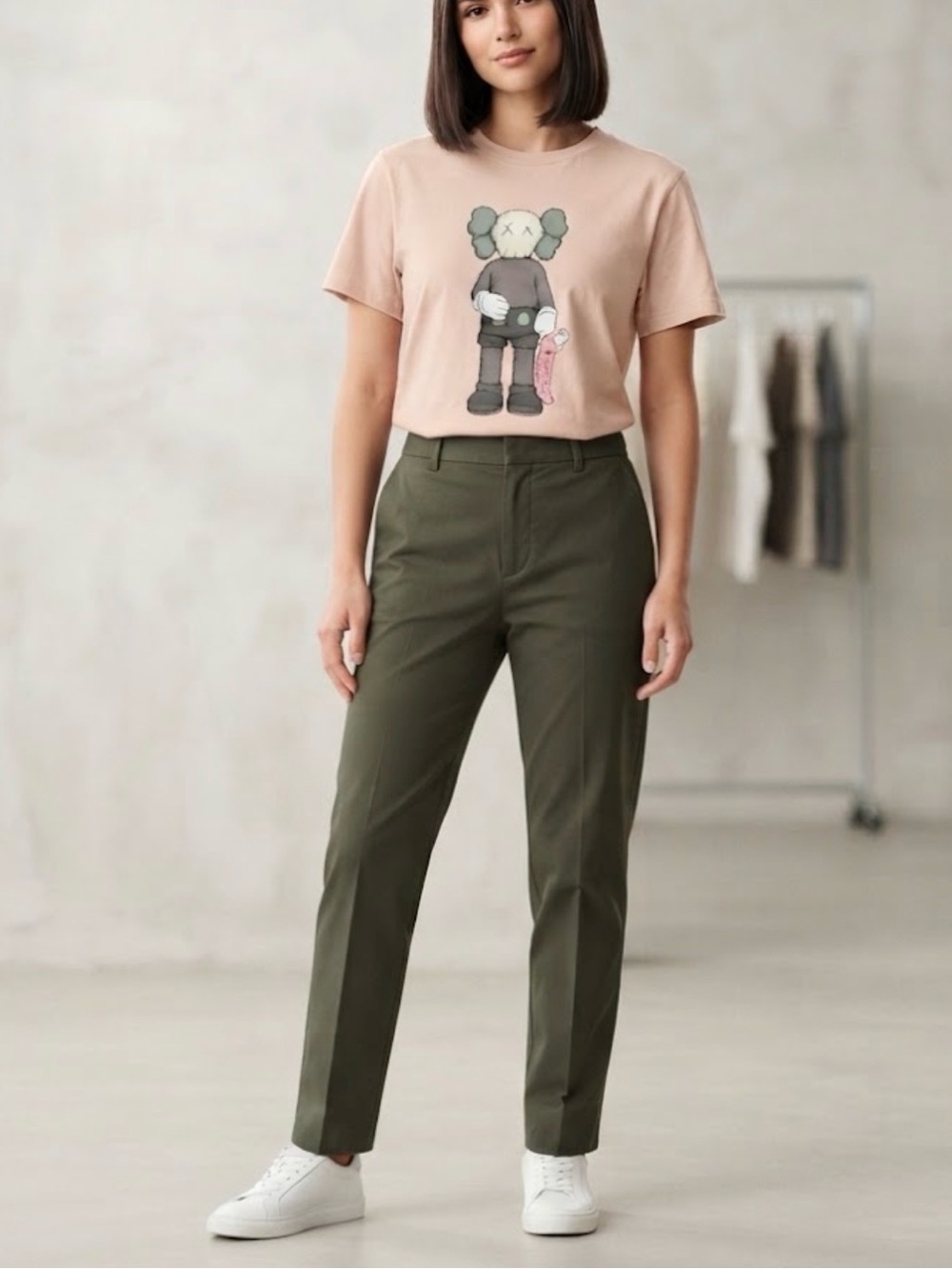 Uniqlo × Kaws graphic pink shirt